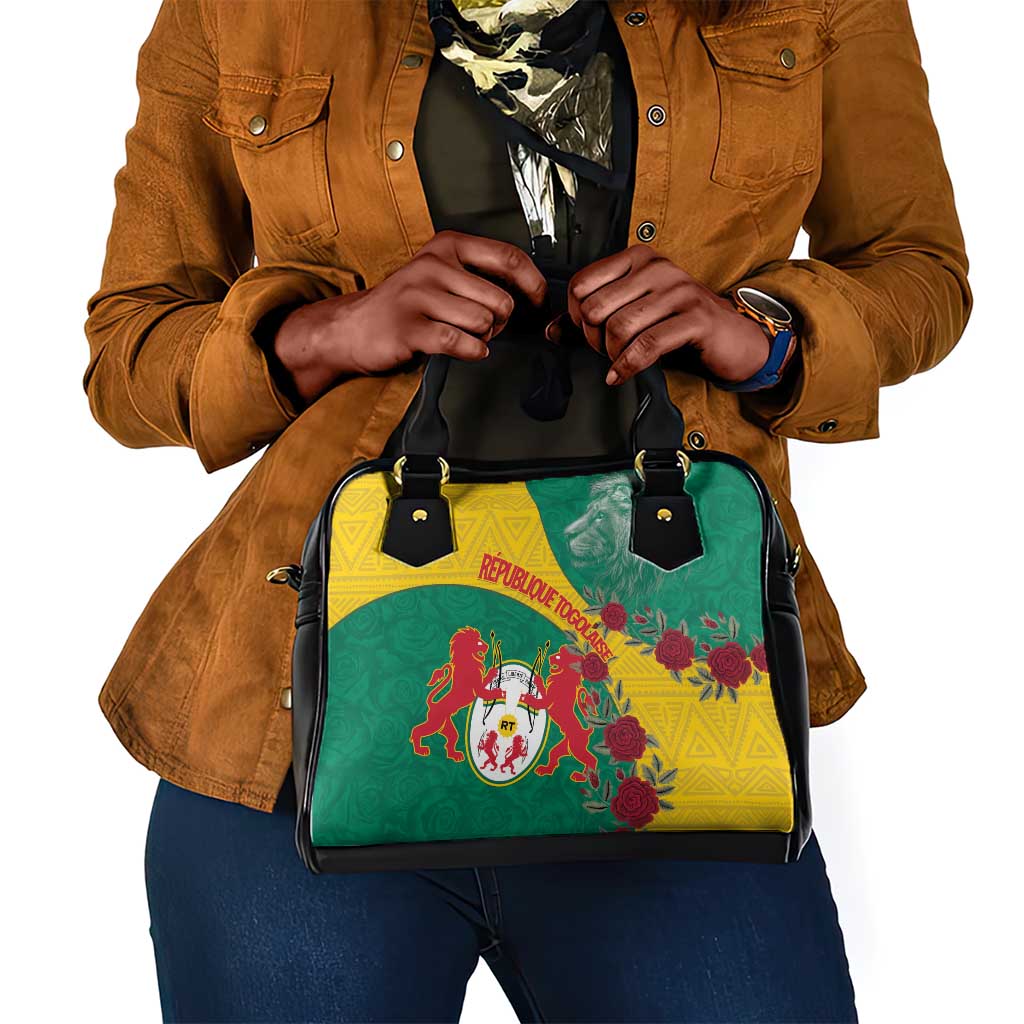 Personalised Togo Shoulder Handbag Coat Of Arms - African Mix Rose Pattern