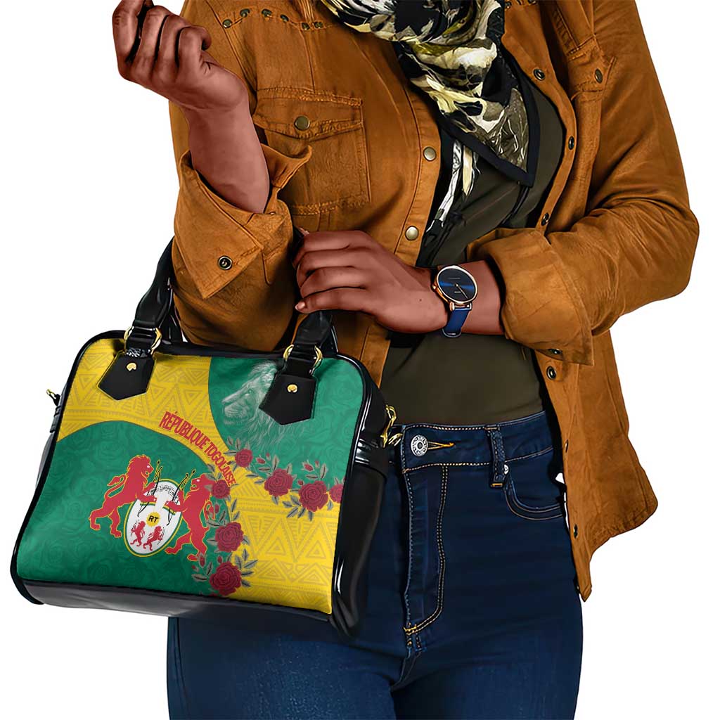 Personalised Togo Shoulder Handbag Coat Of Arms - African Mix Rose Pattern