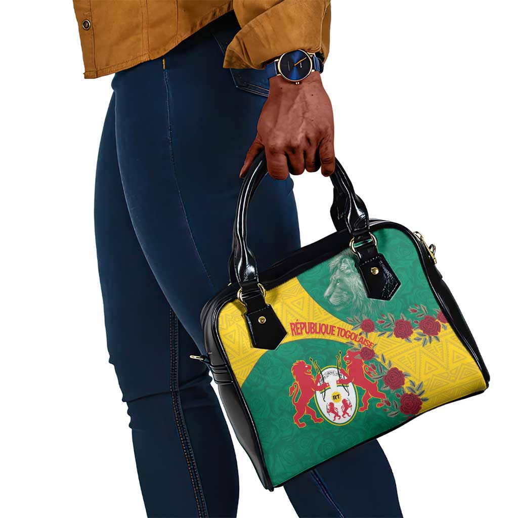 Personalised Togo Shoulder Handbag Coat Of Arms - African Mix Rose Pattern