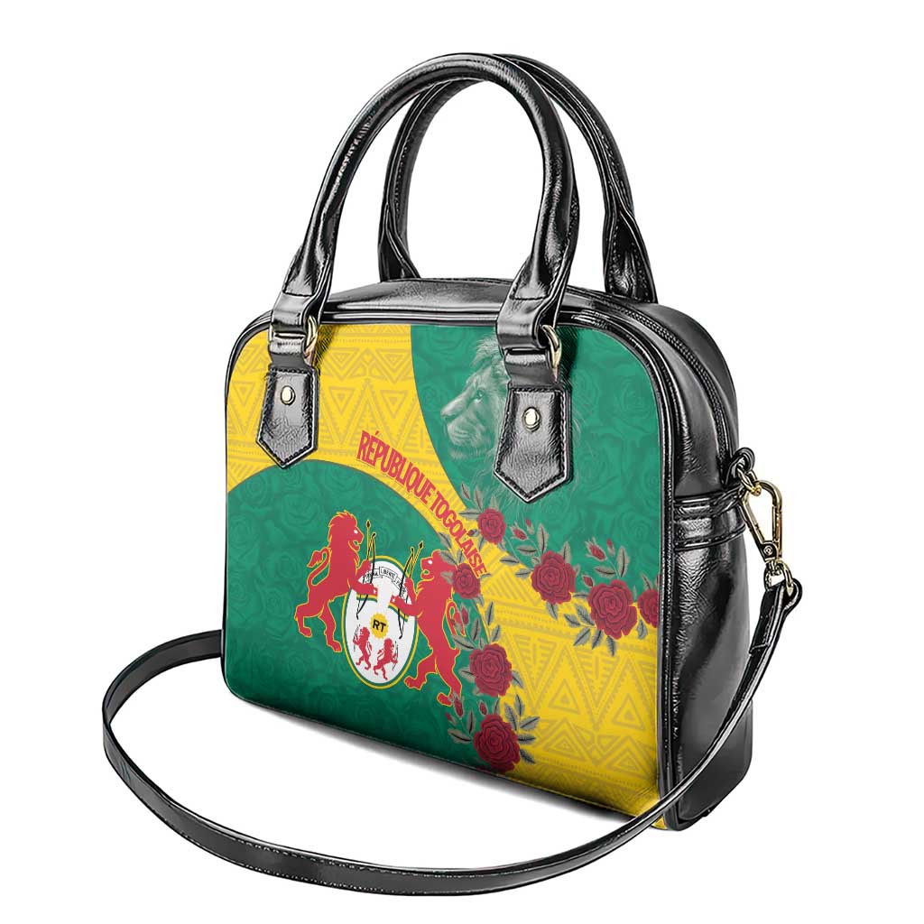 Personalised Togo Shoulder Handbag Coat Of Arms - African Mix Rose Pattern