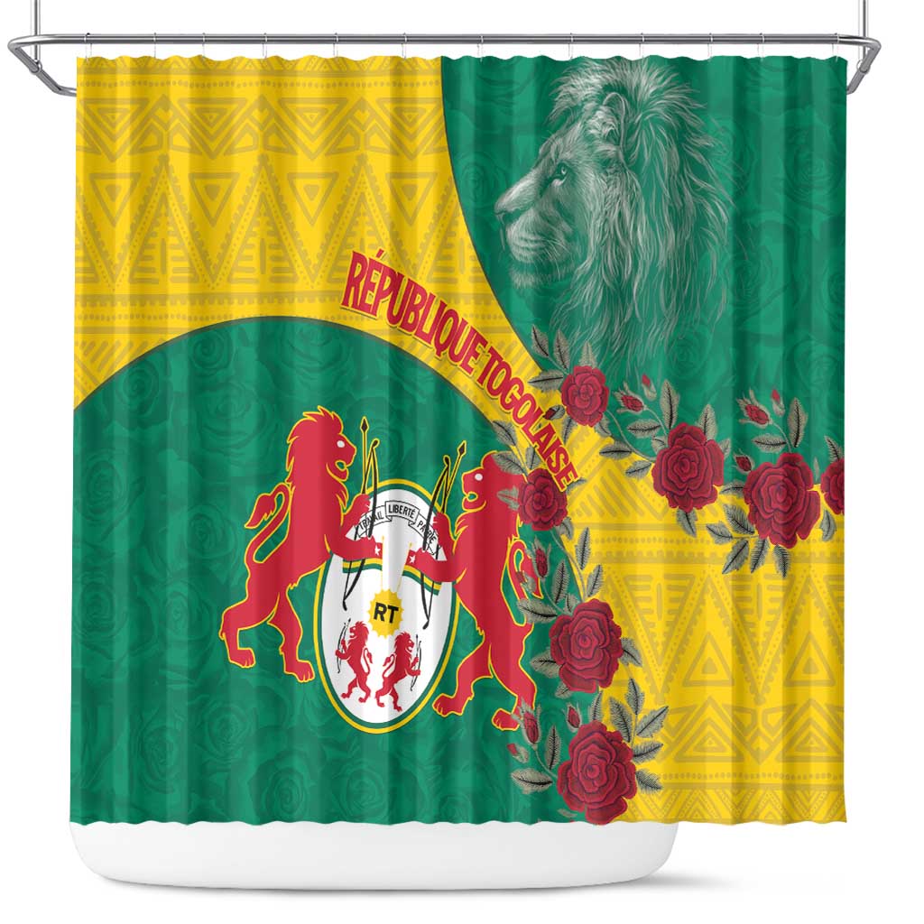 Personalised Togo Shower Curtain Coat Of Arms - African Mix Rose Pattern