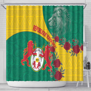 Personalised Togo Shower Curtain Coat Of Arms - African Mix Rose Pattern