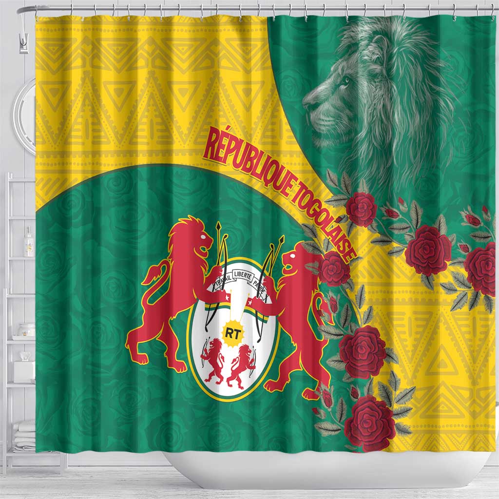 Personalised Togo Shower Curtain Coat Of Arms - African Mix Rose Pattern