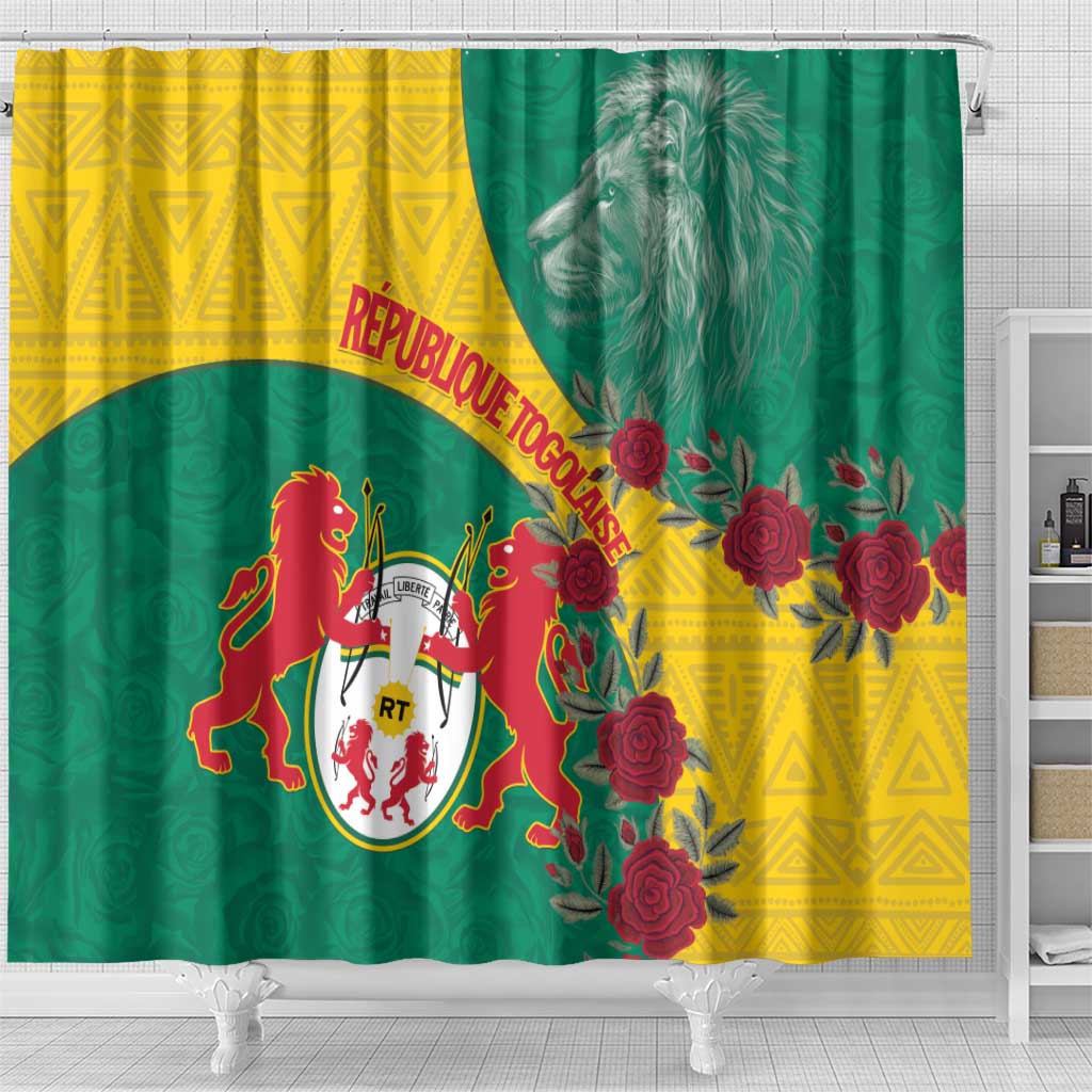 Personalised Togo Shower Curtain Coat Of Arms - African Mix Rose Pattern