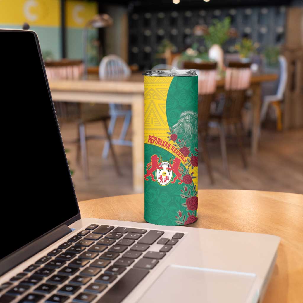 Personalised Togo Skinny Tumbler Coat Of Arms - African Mix Rose Pattern