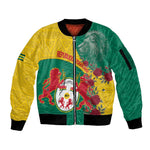 Personalised Togo Sleeve Zip Bomber Jacket Coat Of Arms - African Mix Rose Pattern