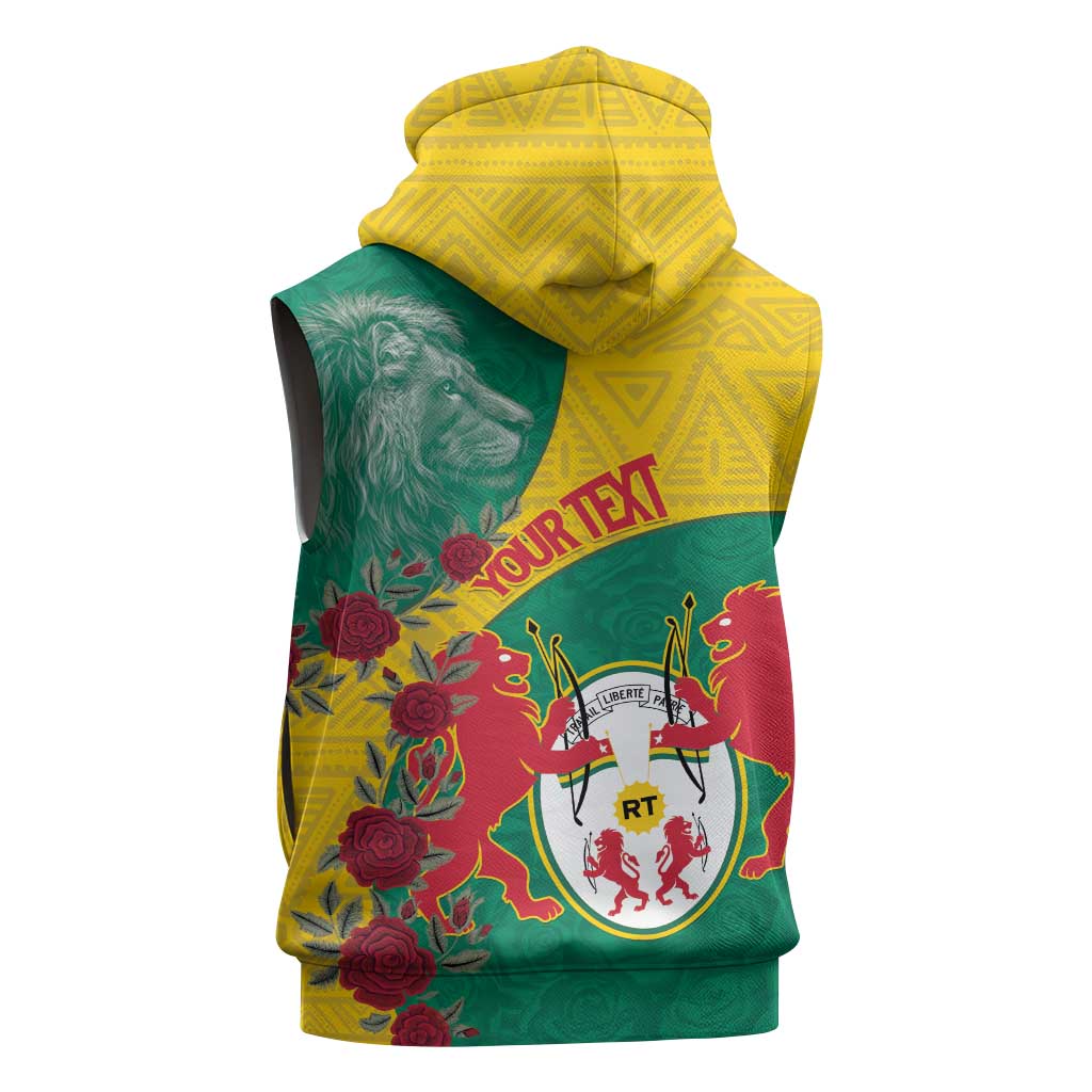 Personalised Togo Sleeveless Hoodie Coat Of Arms - African Mix Rose Pattern - African Pride