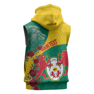 Personalised Togo Sleeveless Hoodie Coat Of Arms - African Mix Rose Pattern - African Pride