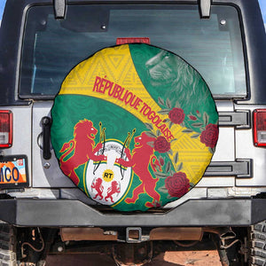 Personalised Togo Spare Tire Cover Coat Of Arms - African Mix Rose Pattern