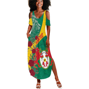 Personalised Togo Summer Maxi Dress Coat Of Arms - African Mix Rose Pattern