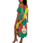 Personalised Togo Summer Maxi Dress Coat Of Arms - African Mix Rose Pattern