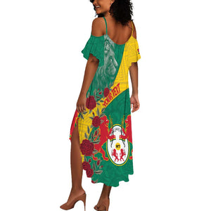 Personalised Togo Summer Maxi Dress Coat Of Arms - African Mix Rose Pattern