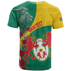 Personalised Togo T shirt Coat Of Arms - African Mix Rose Pattern