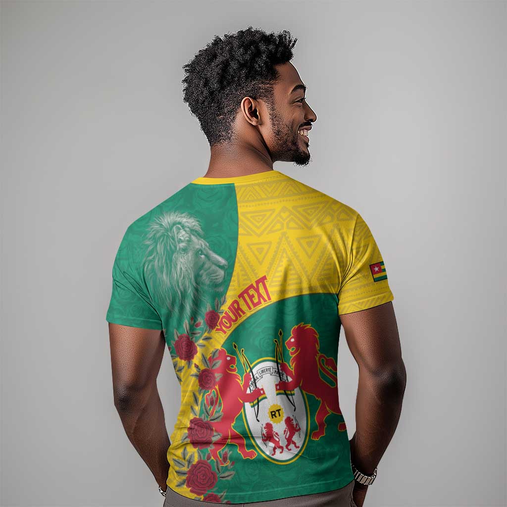 Personalised Togo T shirt Coat Of Arms - African Mix Rose Pattern