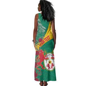 Personalised Togo Tank Maxi Dress Coat Of Arms - African Mix Rose Pattern