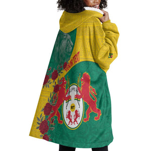 Personalised Togo Wearable Blanket Hoodie Coat Of Arms - African Mix Rose Pattern