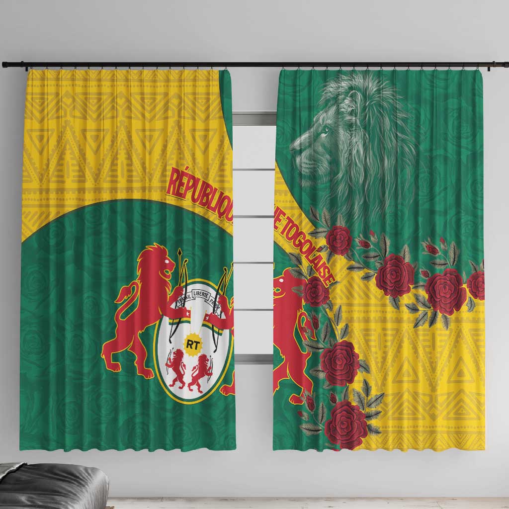 Personalised Togo Window Curtain Coat Of Arms - African Mix Rose Pattern