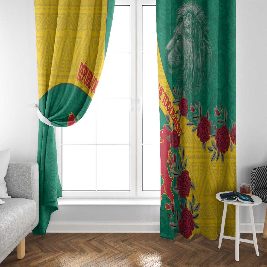 Personalised Togo Window Curtain Coat Of Arms - African Mix Rose Pattern