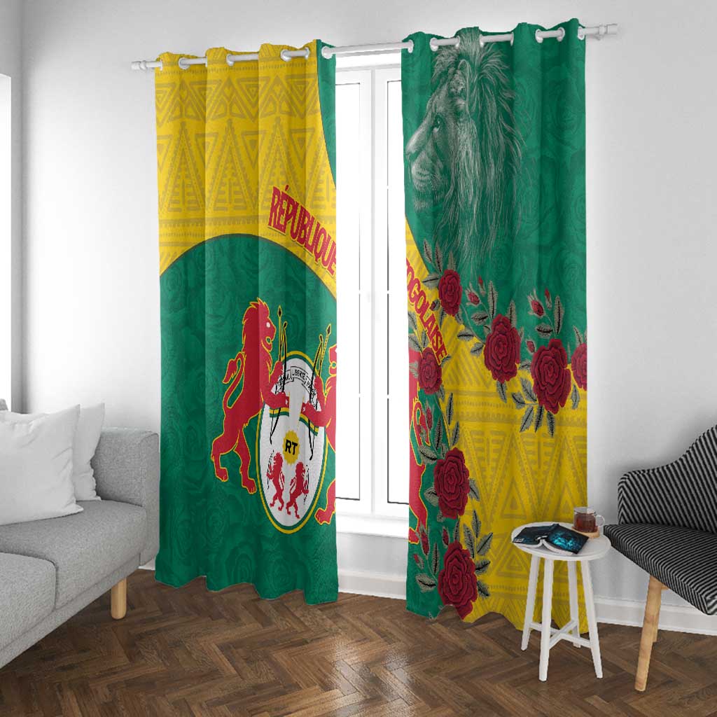 Personalised Togo Window Curtain Coat Of Arms - African Mix Rose Pattern