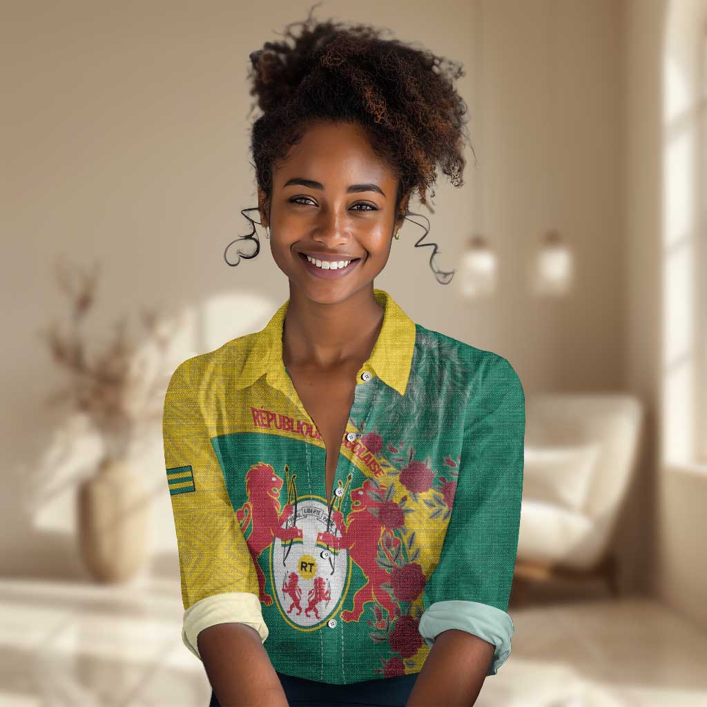 Personalised Togo Women Casual Shirt Coat Of Arms - African Mix Rose Pattern