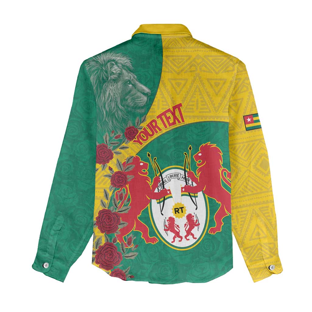 Personalised Togo Women Casual Shirt Coat Of Arms - African Mix Rose Pattern
