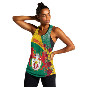 Personalised Togo Women Racerback Tank Coat Of Arms - African Mix Rose Pattern