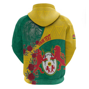 Personalised Togo Zip Hoodie Coat Of Arms - African Mix Rose Pattern