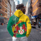 Personalised Togo Zip Hoodie Coat Of Arms - African Mix Rose Pattern