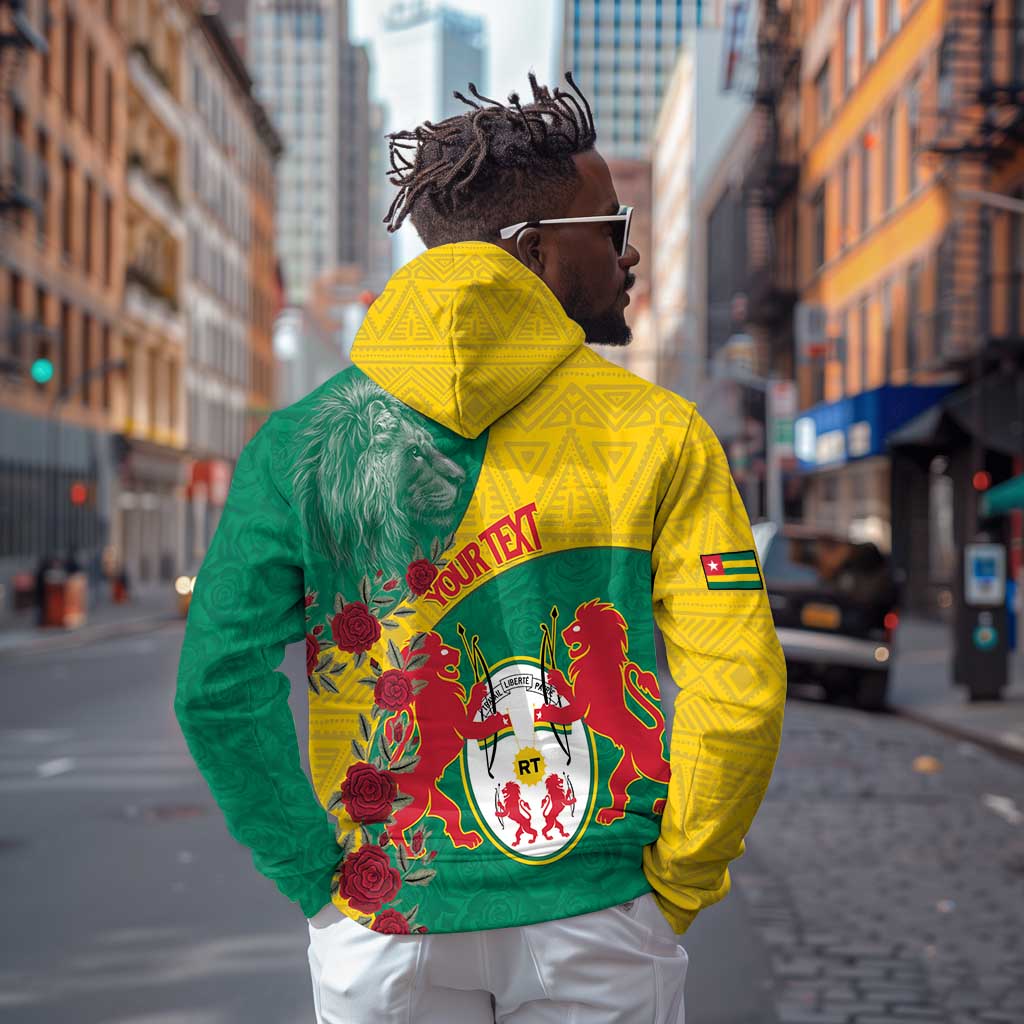 Personalised Togo Zip Hoodie Coat Of Arms - African Mix Rose Pattern