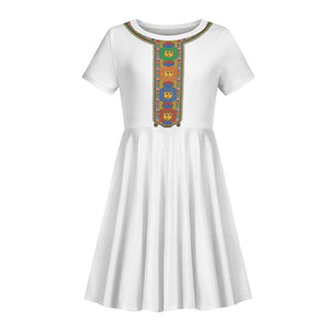Ethiopia Saba Kemis Habesha Style Kid Short Sleeve Dress