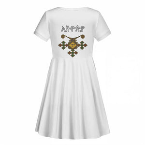 Ethiopia Saba Kemis Habesha Style Kid Short Sleeve Dress