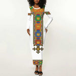 Ethiopia Saba Kemis Habesha Style Long Sleeve Bodycon Dress LT15