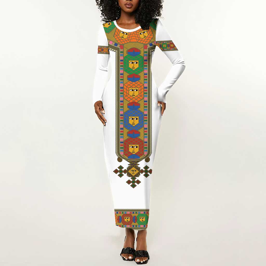 Ethiopia Saba Kemis Habesha Style Long Sleeve Bodycon Dress LT15