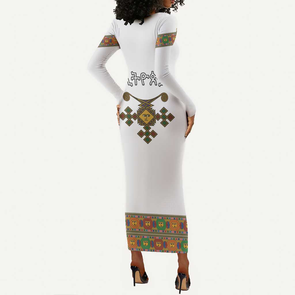 Ethiopia Saba Kemis Habesha Style Long Sleeve Bodycon Dress LT15