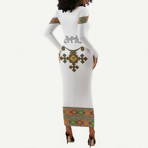 Ethiopia Saba Kemis Habesha Style Long Sleeve Bodycon Dress LT15