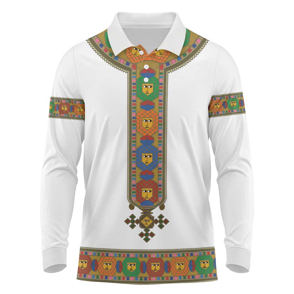 Ethiopia Saba Kemis Habesha Style Long Sleeve Polo Shirt