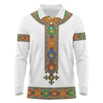 Ethiopia Saba Kemis Habesha Style Long Sleeve Polo Shirt
