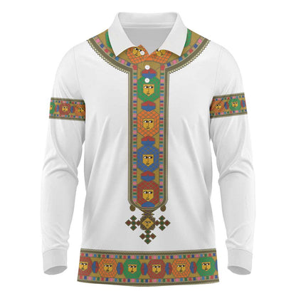 Ethiopia Saba Kemis Habesha Style Long Sleeve Polo Shirt