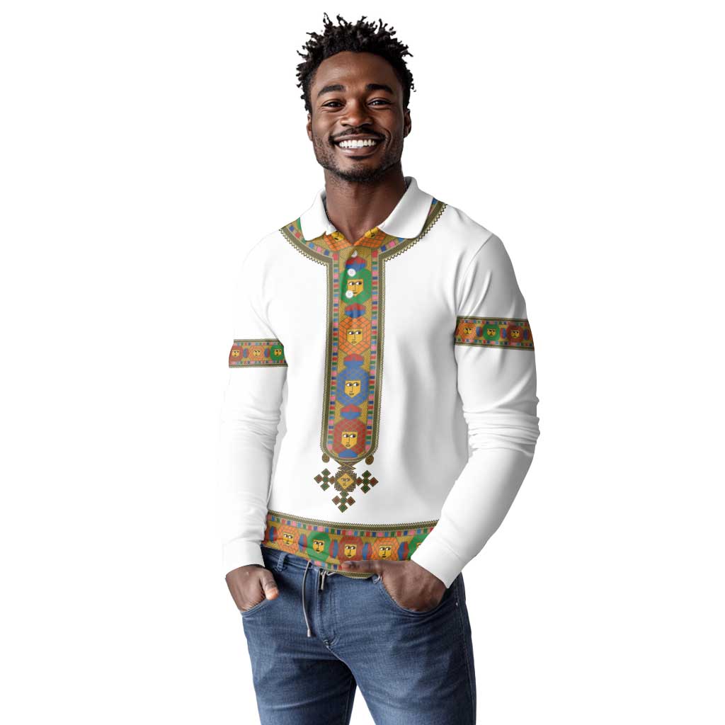 Ethiopia Saba Kemis Habesha Style Long Sleeve Polo Shirt