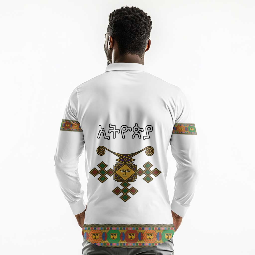 Ethiopia Saba Kemis Habesha Style Long Sleeve Polo Shirt