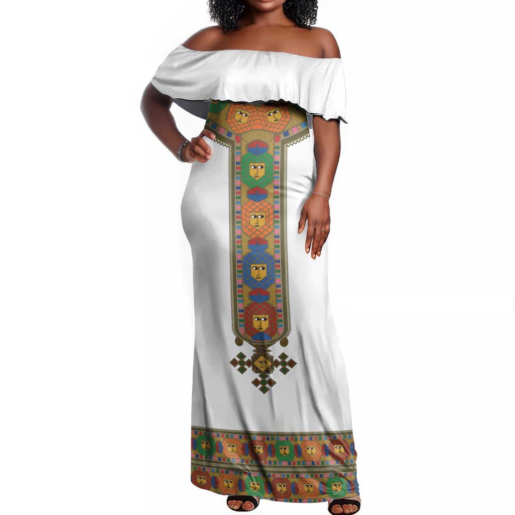 Ethiopia Saba Kemis Habesha Style Off Shoulder Maxi Dress
