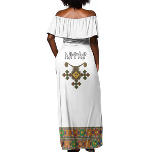 Ethiopia Saba Kemis Habesha Style Off Shoulder Maxi Dress