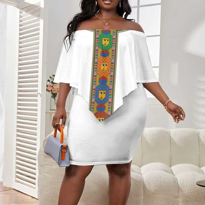 Ethiopia Saba Kemis Habesha Style Off Shoulder Short Dress