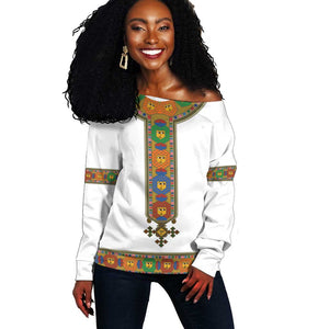 Ethiopia Saba Kemis Habesha Style Off Shoulder Sweater