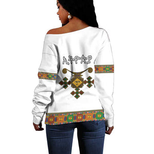 Ethiopia Saba Kemis Habesha Style Off Shoulder Sweater