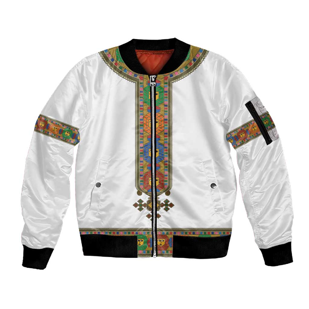 Ethiopia Saba Kemis Habesha Style Sleeve Zip Bomber Jacket