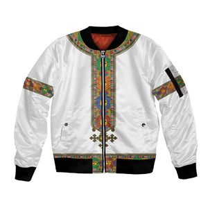 Ethiopia Saba Kemis Habesha Style Sleeve Zip Bomber Jacket