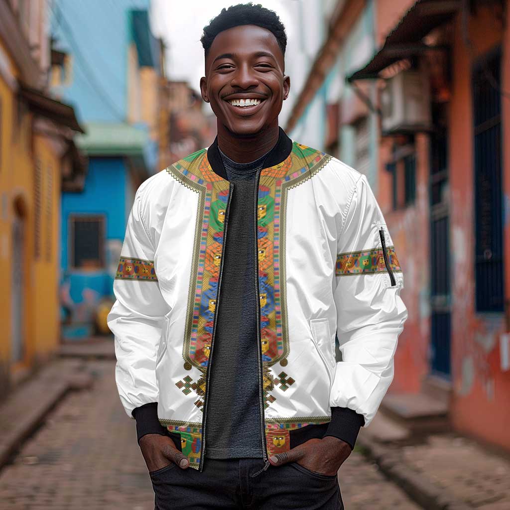 Ethiopia Saba Kemis Habesha Style Sleeve Zip Bomber Jacket