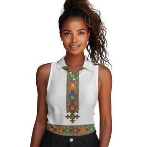 Ethiopia Saba Kemis Habesha Style Women Sleeveless Polo Shirt