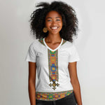 Ethiopia Saba Kemis Habesha Style Women V-Neck T-Shirt